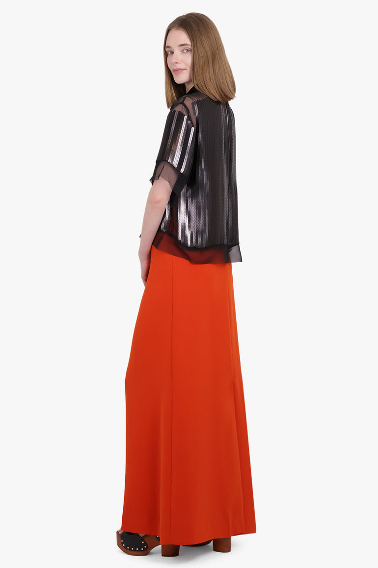 SACAI RTW High Neck S/S Sequin Overlay Top | Black