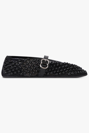 Stud Fishnet Mesh Ballet Flat | Black