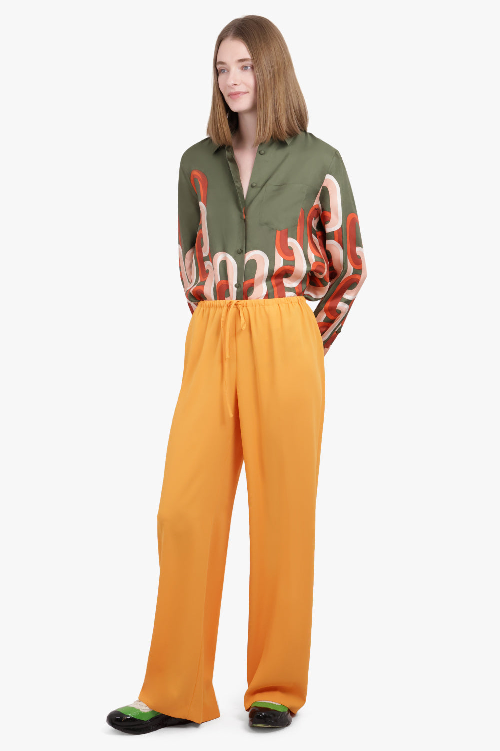 DRIES VAN NOTEN RTW Puvis Wide Leg Drawstring Pant | Orange