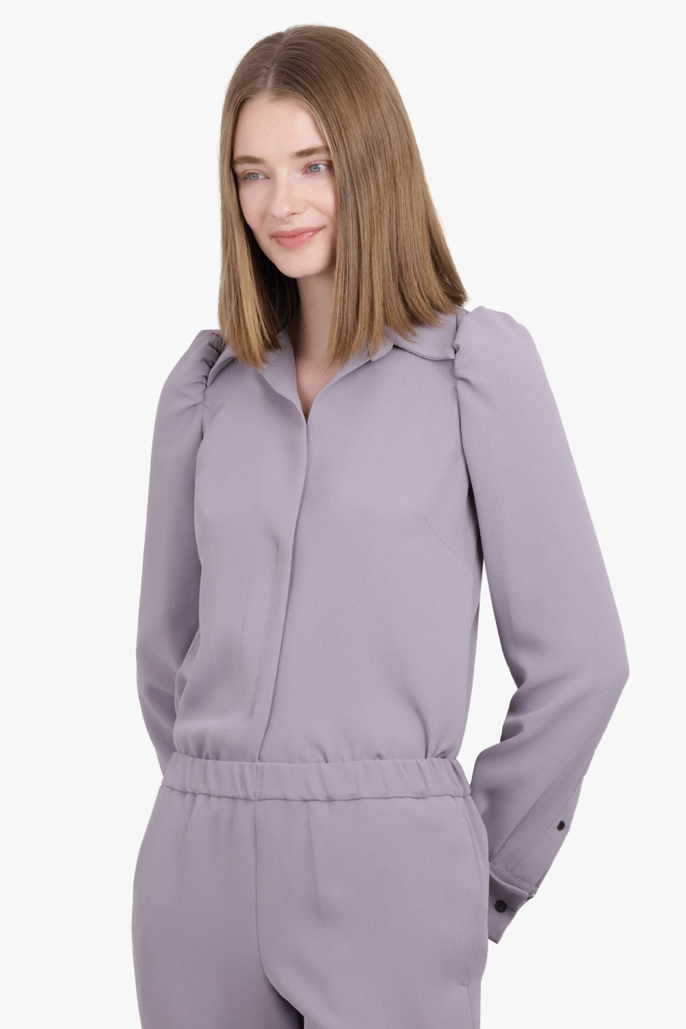 DRIES VAN NOTEN RTW Celindra L/S Shoulder Detail Shirt | Lilac