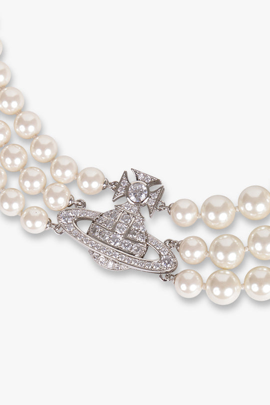 VIVIENNE WESTWOOD JEWELLERY MULTI / SILVER/WHITE Graziella Three Row Pearl Necklace | Silver/White