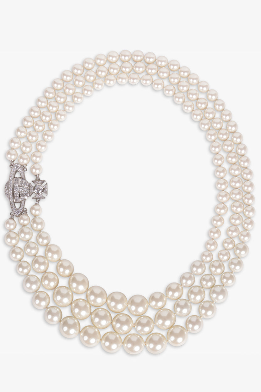 VIVIENNE WESTWOOD JEWELLERY MULTI / SILVER/WHITE Graziella Three Row Pearl Necklace | Silver/White