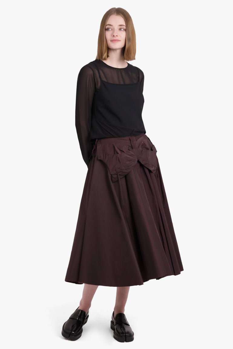 MAISON MARGIELA RTW Disassembled Pleat Midi Skirt | Burgundy