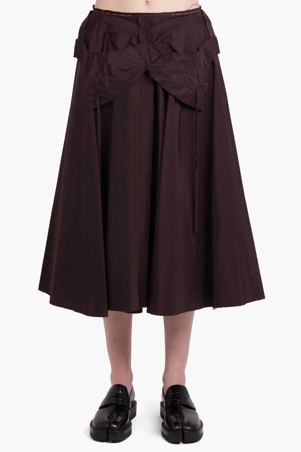 MAISON MARGIELA RTW Disassembled Pleat Midi Skirt | Burgundy