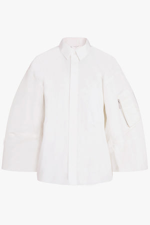 SACAI RTW Contrast Balloon L/S Cropped Shirt | Off White