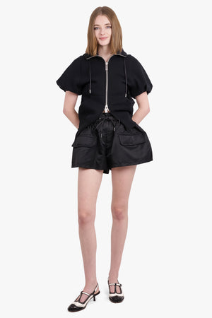 Drawstring Puffed Short | Black