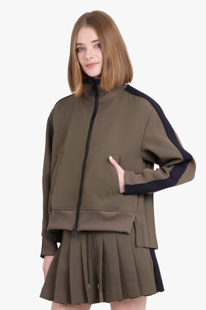 SACAI RTW Panel L/S Sports Jacket With Back Pleats | Khaki/Navy