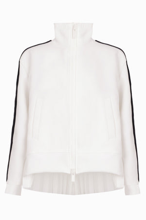 Panel L/S Sports Jacket With Back Pleats | Off White/Black