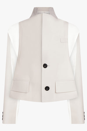 SACAI RTW Suiting Contrast Panel Jacket | White/Ecru