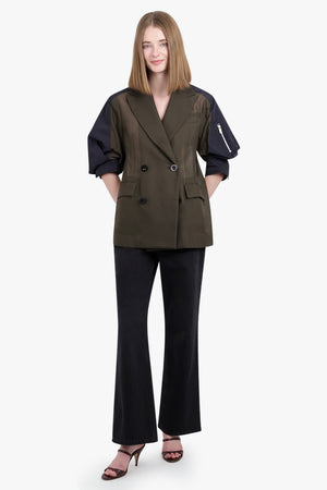 SACAI RTW Voile X Taffeta Jacket | Khaki Navy