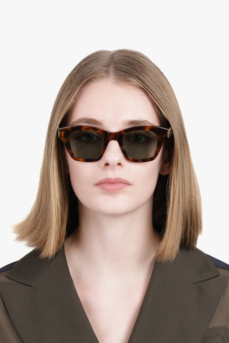 SAINT LAURENT ACCESSORIES BROWN 592 SQUARED FRAME | HAVANA