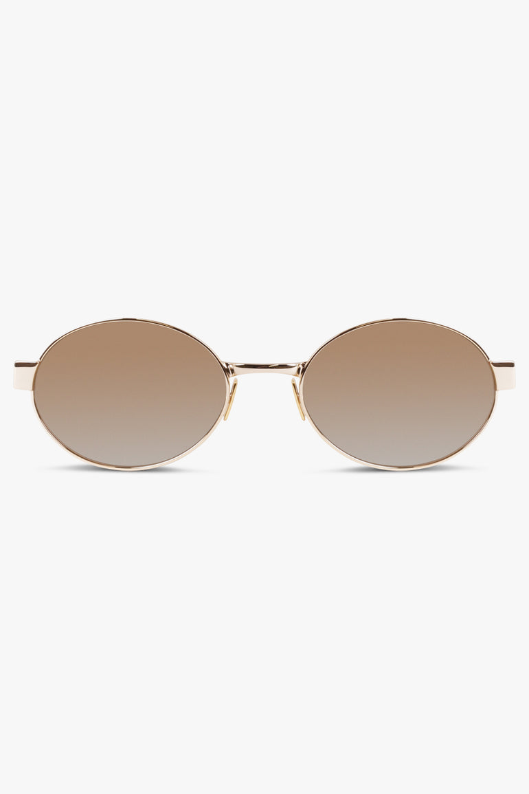 SAINT LAURENT ACCESSORIES GOLD / GOLD/BROWN SL 692 Oval Metal Frame Sunglasses | Gold/Brown