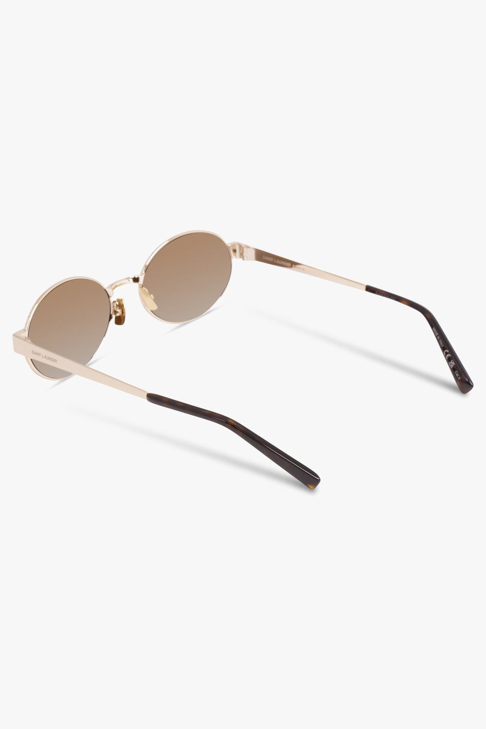 SAINT LAURENT ACCESSORIES GOLD / GOLD/BROWN SL 692 Oval Metal Frame Sunglasses | Gold/Brown