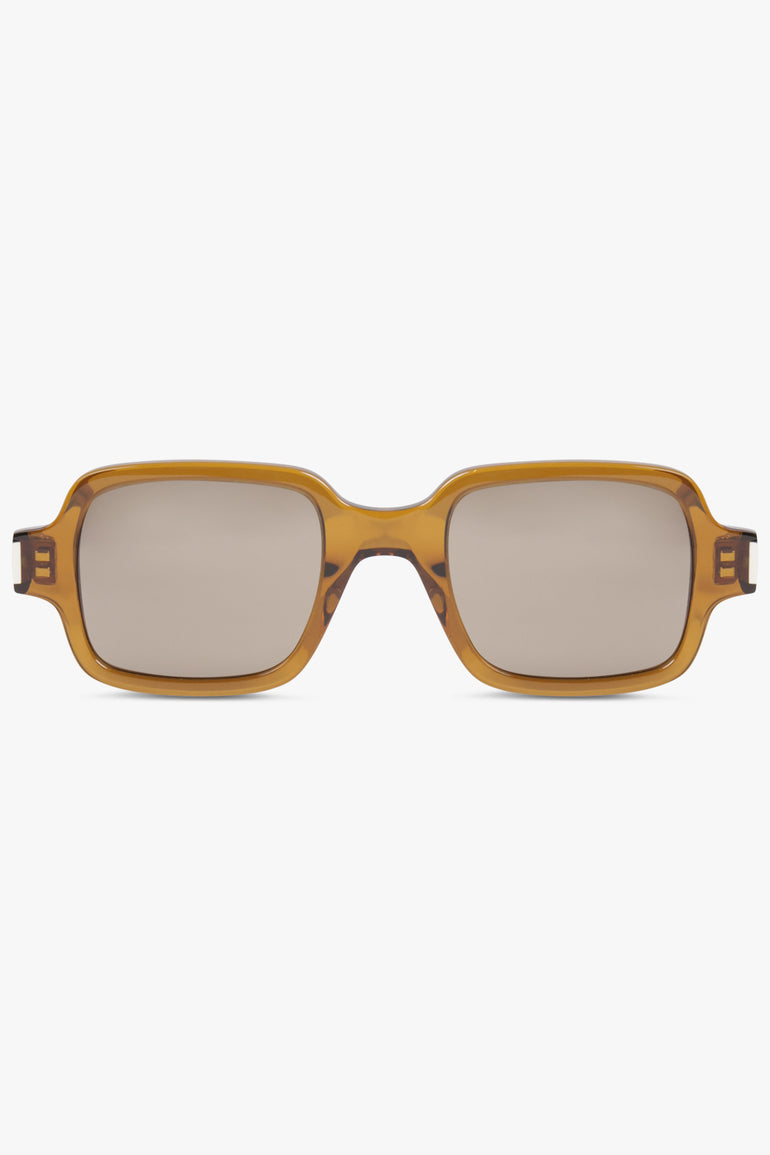 SAINT LAURENT ACCESSORIES BROWN / TRANSPARENT COGNAC BROWN/LIGHT BROWN SL 720 Geometric Square Frame Sunglasses | Brown