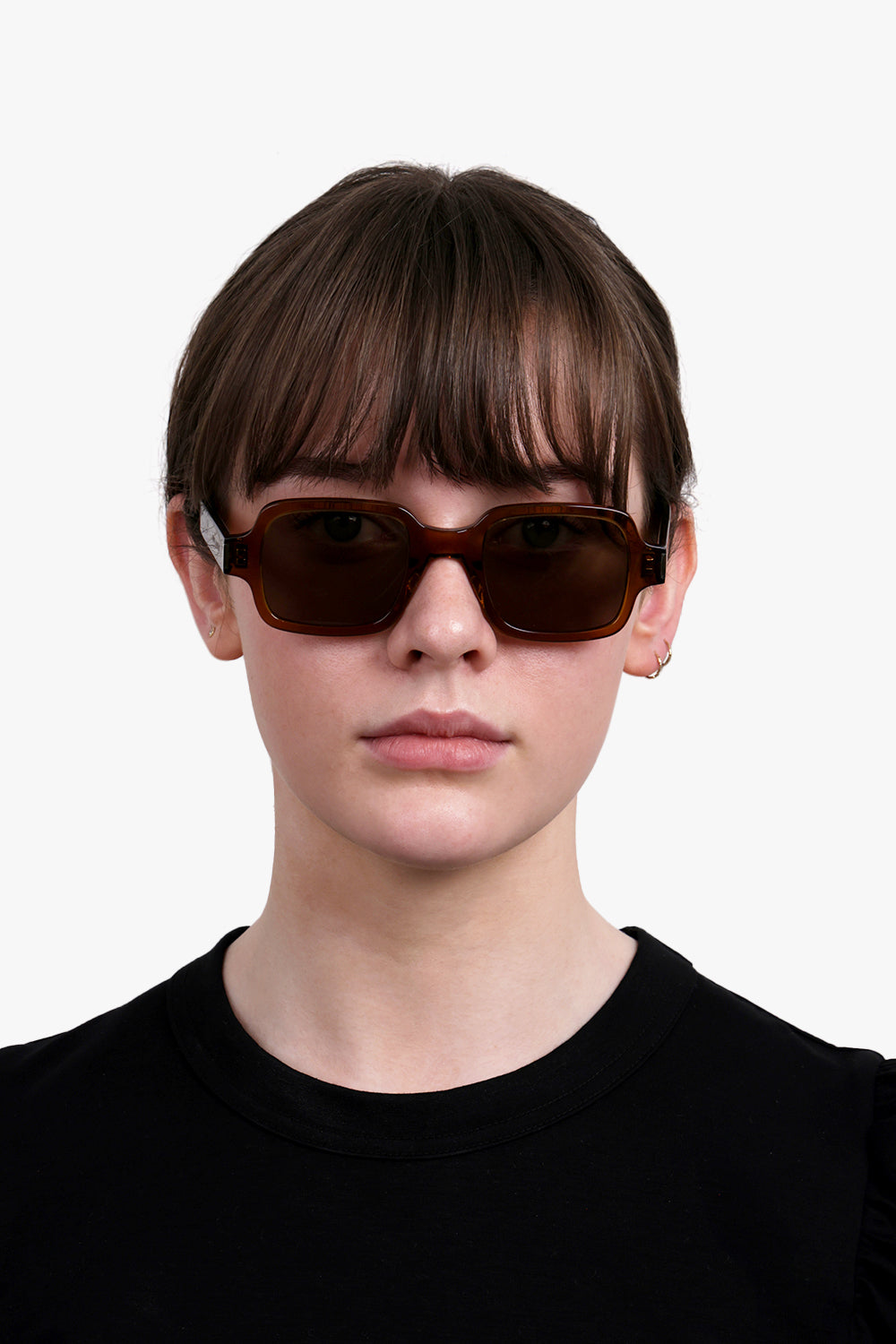 SAINT LAURENT ACCESSORIES BROWN / TRANSPARENT COGNAC BROWN/LIGHT BROWN SL 720 Geometric Square Frame Sunglasses | Brown