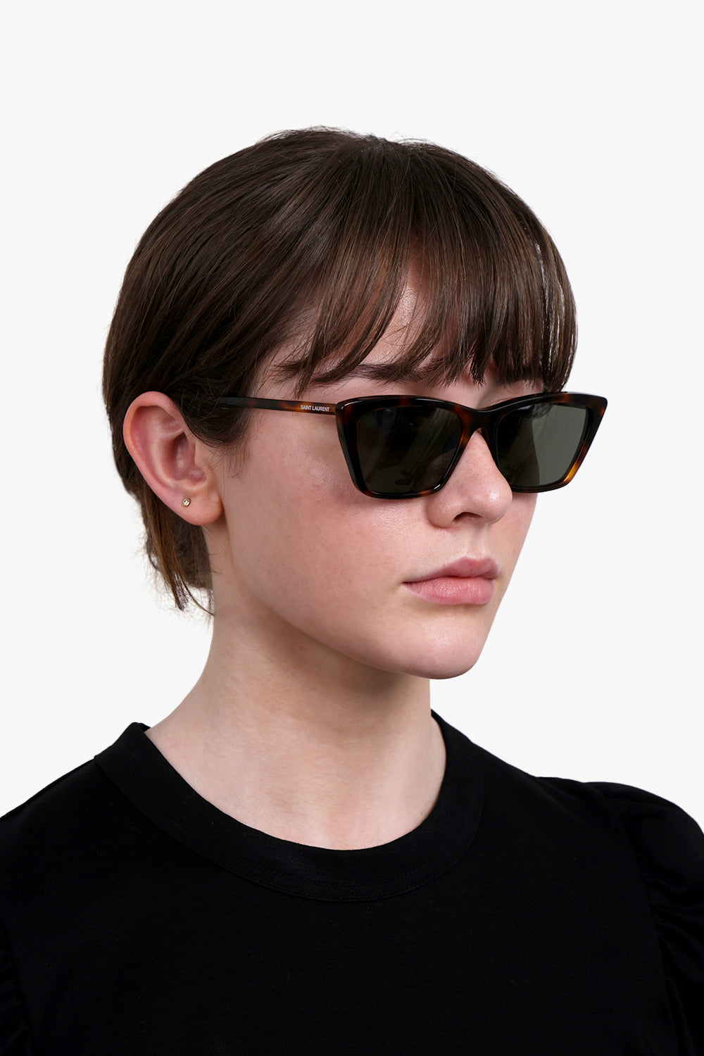 SAINT LAURENT ACCESSORIES BROWN / MEDIUM HAVANA/GREY SL 737 Mica Thin Square Cat Eye Sunglasses | Medium Havana/Grey