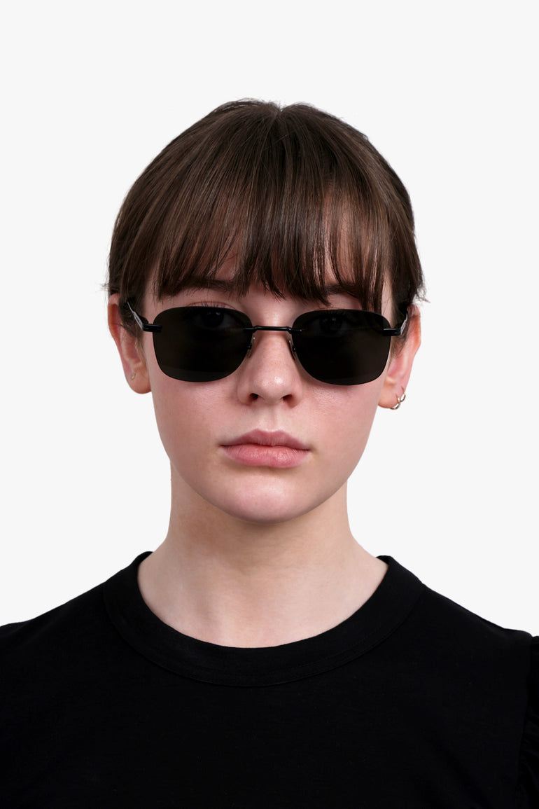 SAINT LAURENT ACCESSORIES BLACK / SEMI MATTE BLACK/BLACK SL 744 Classic Metal Sunglasses | Black