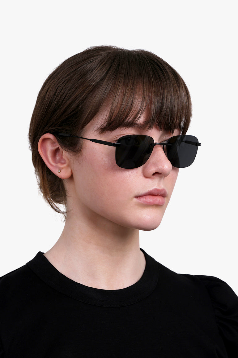 SAINT LAURENT ACCESSORIES BLACK / SEMI MATTE BLACK/BLACK SL 744 Classic Metal Sunglasses | Black