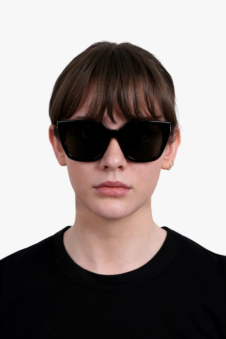 SAINT LAURENT ACCESSORIES BROWN / DARK HAVANA/SILVER/GREY SL M143 Square Frame Sunglasses | Dark Havana/Grey