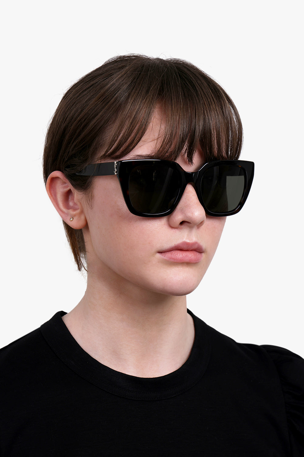 SAINT LAURENT ACCESSORIES BROWN / DARK HAVANA/SILVER/GREY SL M143 Square Frame Sunglasses | Dark Havana/Grey