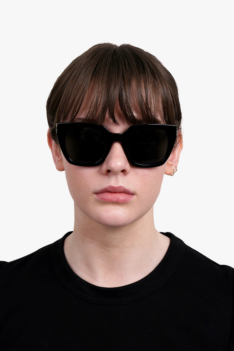 SAINT LAURENT ACCESSORIES BLACK / BLACK/LIGHT GOLD/BLACK SL M143 Square Frame Sunglasses | Black