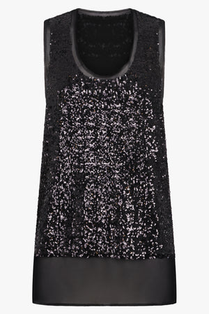 COMME DES GARCONS RTW Sequin Overlay S/Less Top | Black