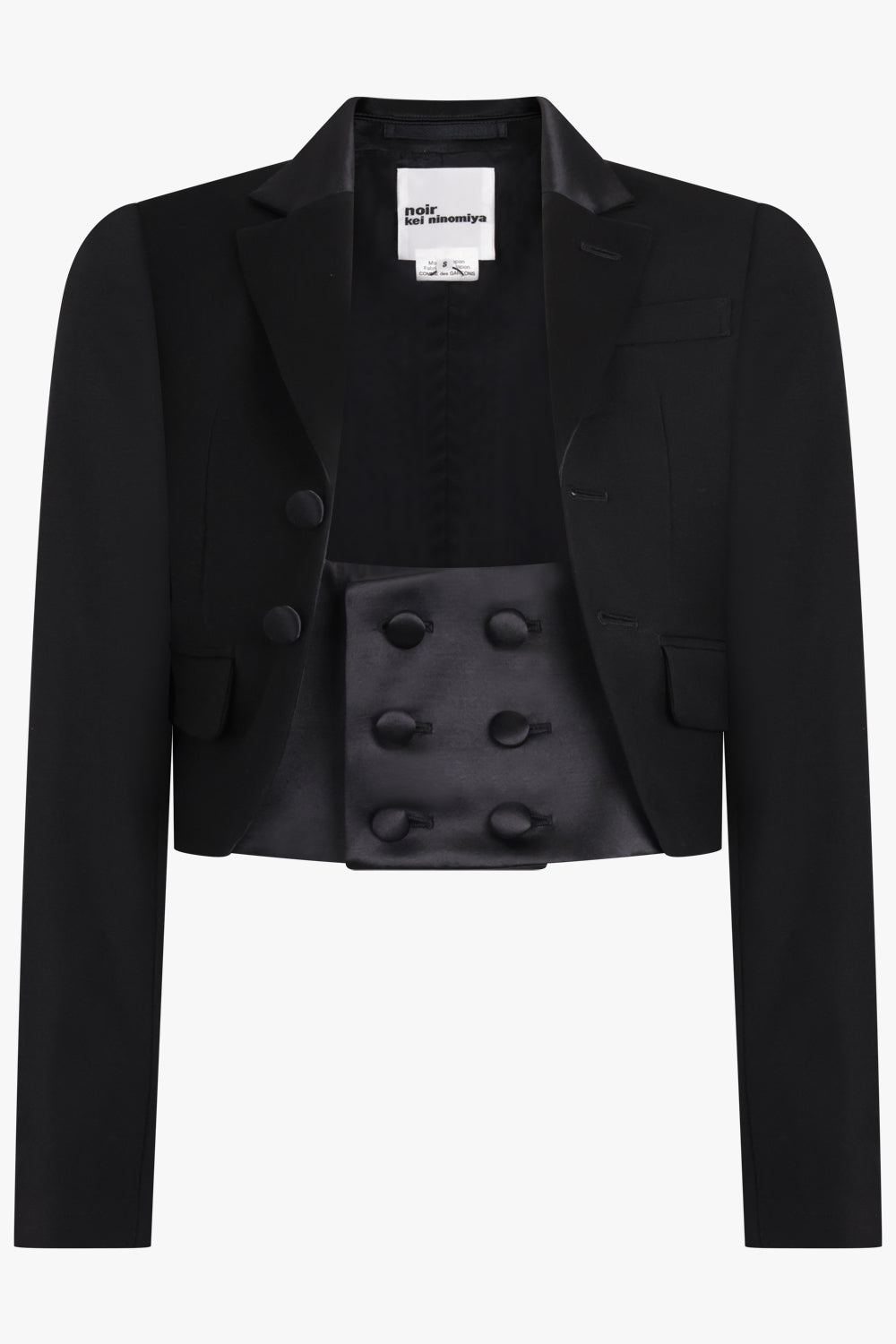 NOIR KEI NINOMIYA RTW Single Breasted Tuxedo Style Cropped Jacket | Black