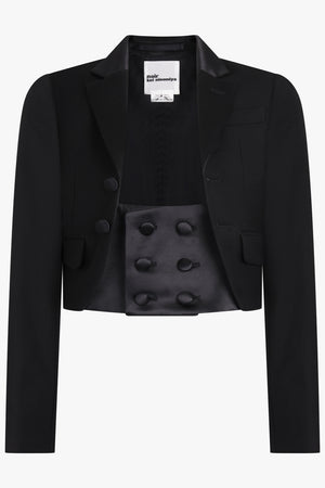 NOIR KEI NINOMIYA RTW Single Breasted Tuxedo Style Cropped Jacket | Black