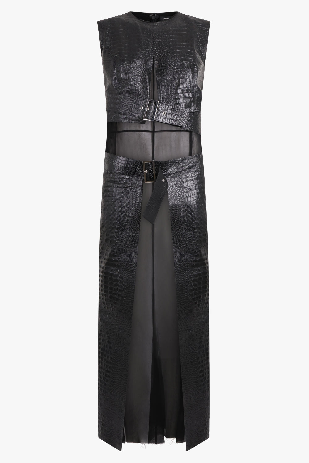 JUNYA WATANABE RTW Synthetic Leather Belted Vest Jacket | Black