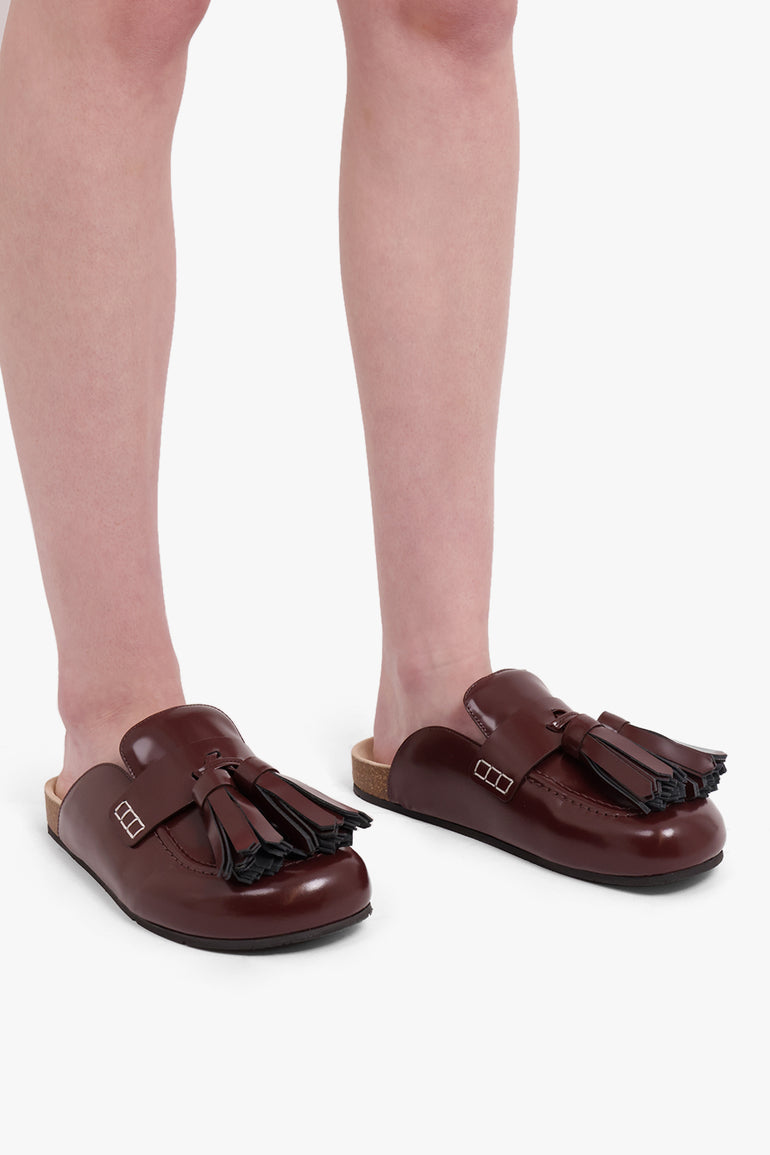 JW ANDERSON SHOES Tassel Mule Slip on Loafer | Burgundy