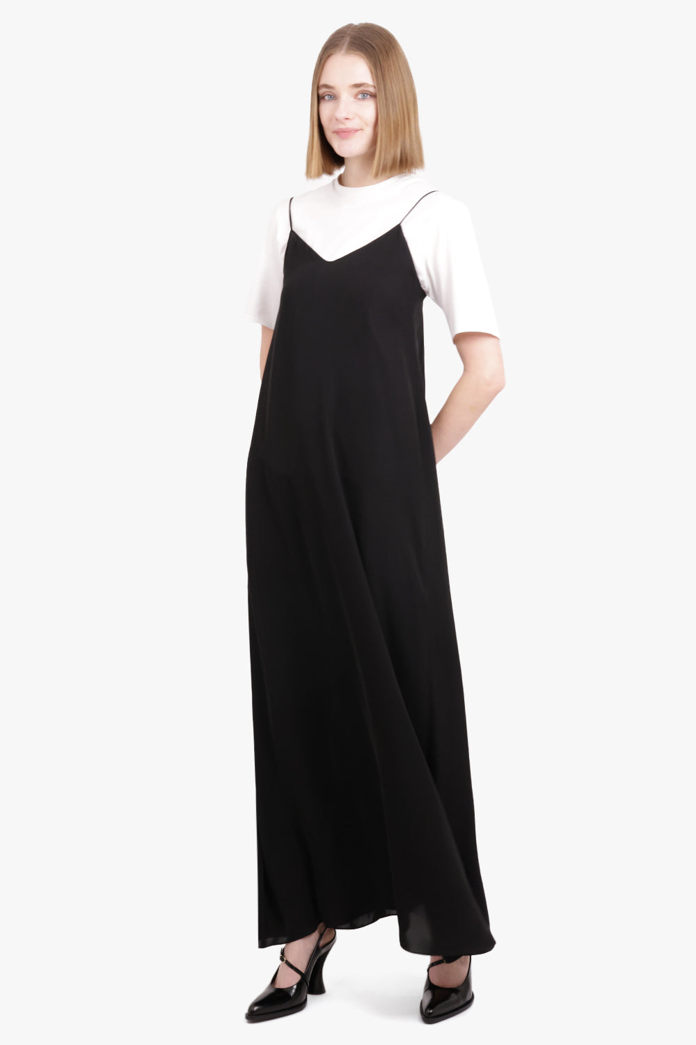 THE ROW RTW Kole Thin Strap V-Neck Maxi Dress | Black