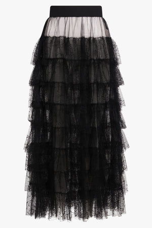 Gram Layered Tulle Midi Skirt | Black