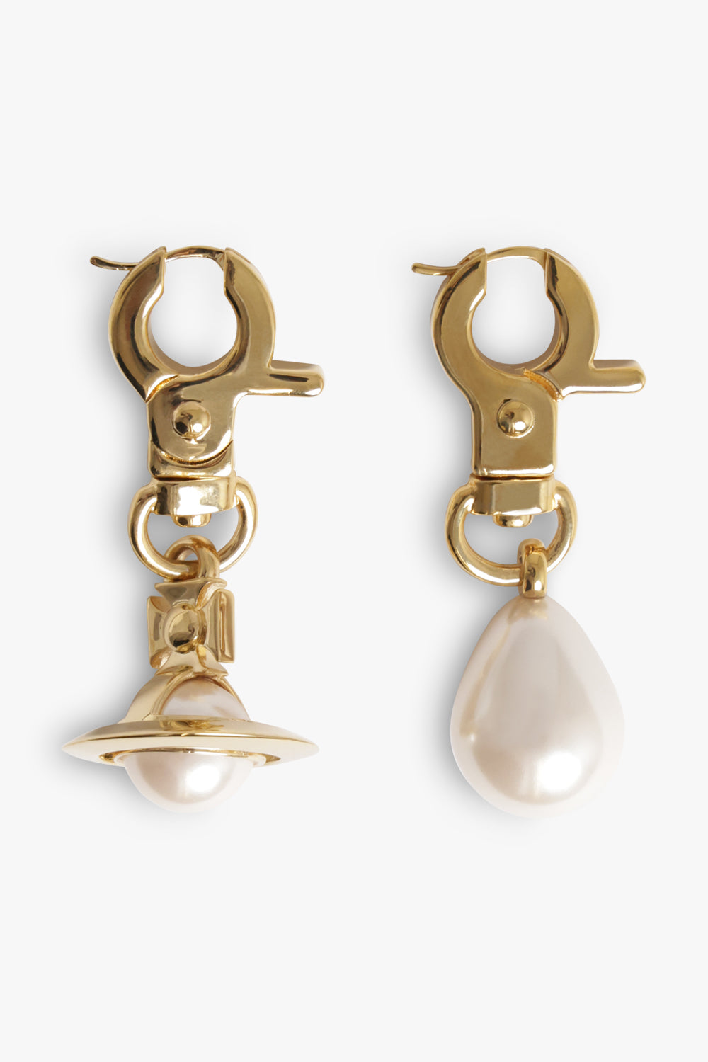 VIVIENNE WESTWOOD JEWELLERY GOLD / GOLD/WHITE Claude Mismatch Orb/Pearl Earrings | Gold/White