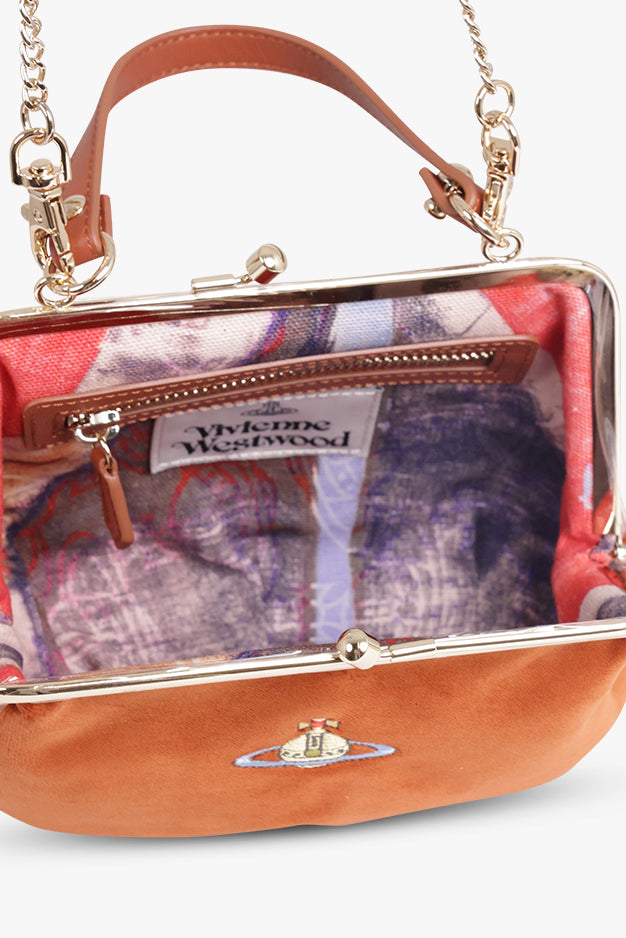 VIVIENNE WESTWOOD BAGS ORANGE / BURNT ORANGE / ONE SIZE Granny Frame Velvet Purse | Burnt Orange