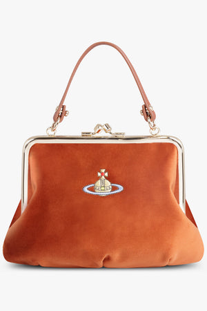 VIVIENNE WESTWOOD BAGS ORANGE / BURNT ORANGE / ONE SIZE Granny Frame Velvet Purse | Burnt Orange