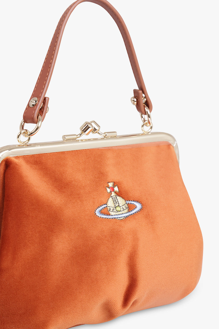 VIVIENNE WESTWOOD BAGS ORANGE / BURNT ORANGE / ONE SIZE Granny Frame Velvet Purse | Burnt Orange