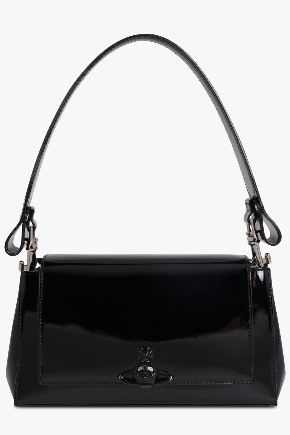 VIVIENNE WESTWOOD BAGS BLACK / BLACK Hazel Patent Medium Handbag | Black