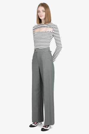 Lauren Wide Leg Tailored Pant | Green