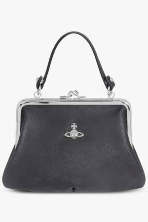 VIVIENNE WESTWOOD BAGS BLACK / BLACK/SILVER / ONE SIZE Granny Saffiano Frame Purse | Black/SIlver