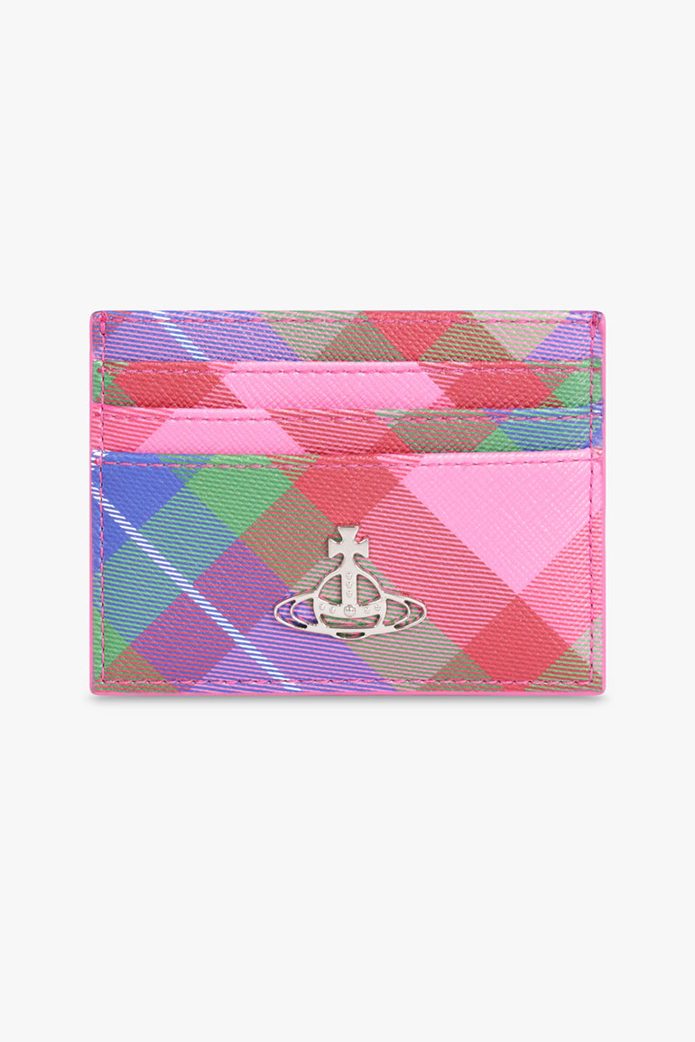 VIVIENNE WESTWOOD WALLETS PATTERN / CANDY TARTAN Saffiano Print Cardholder | Candy Tartan