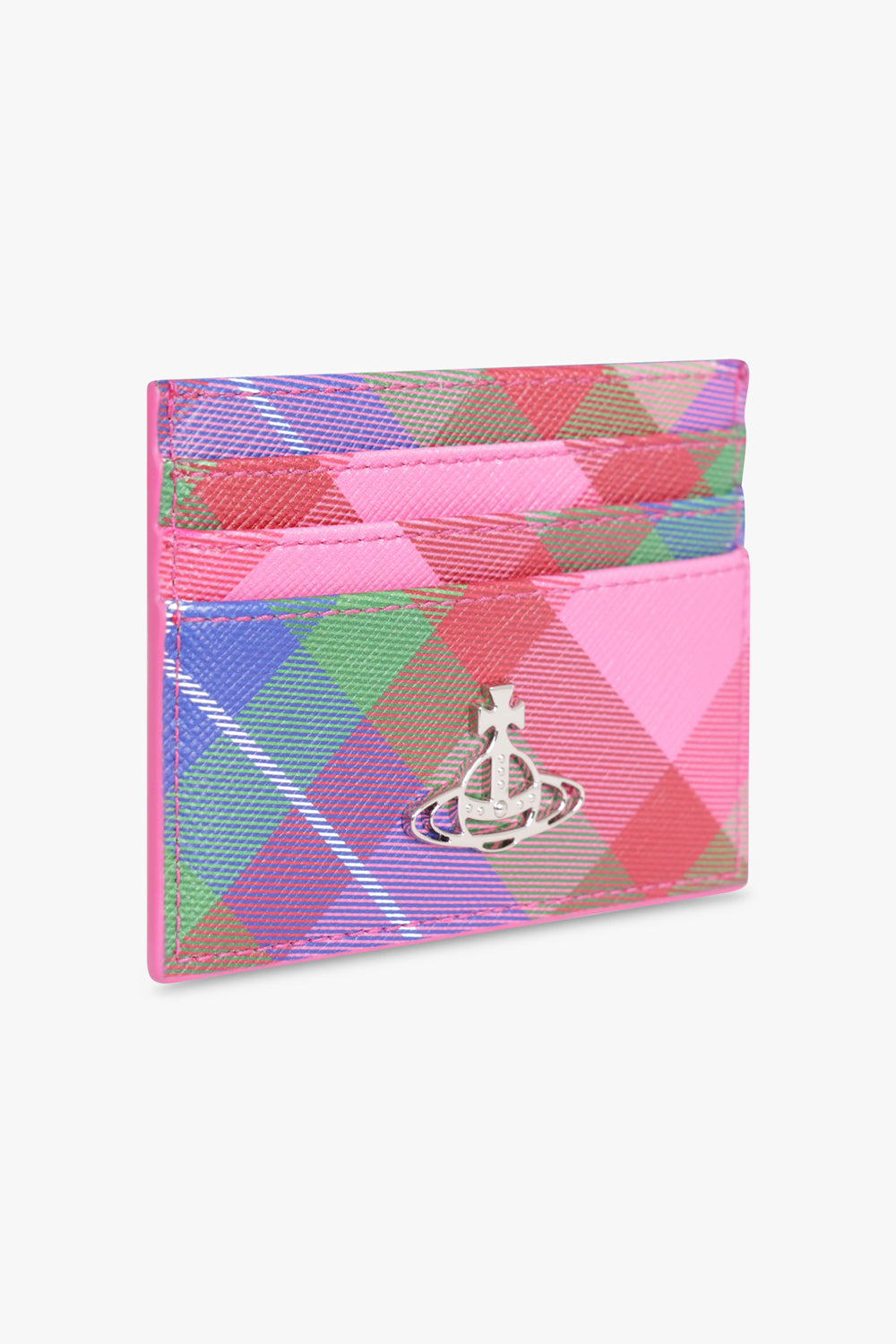 VIVIENNE WESTWOOD WALLETS PATTERN / CANDY TARTAN Saffiano Print Cardholder | Candy Tartan