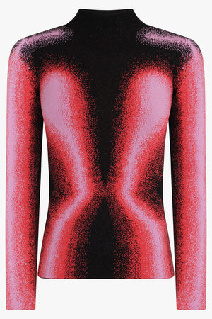 Gradient Abstract Body Print L/S Knit Top | Pink/Black