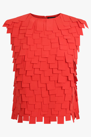 Multi Rectangle Textured Sleeveless Top | Red