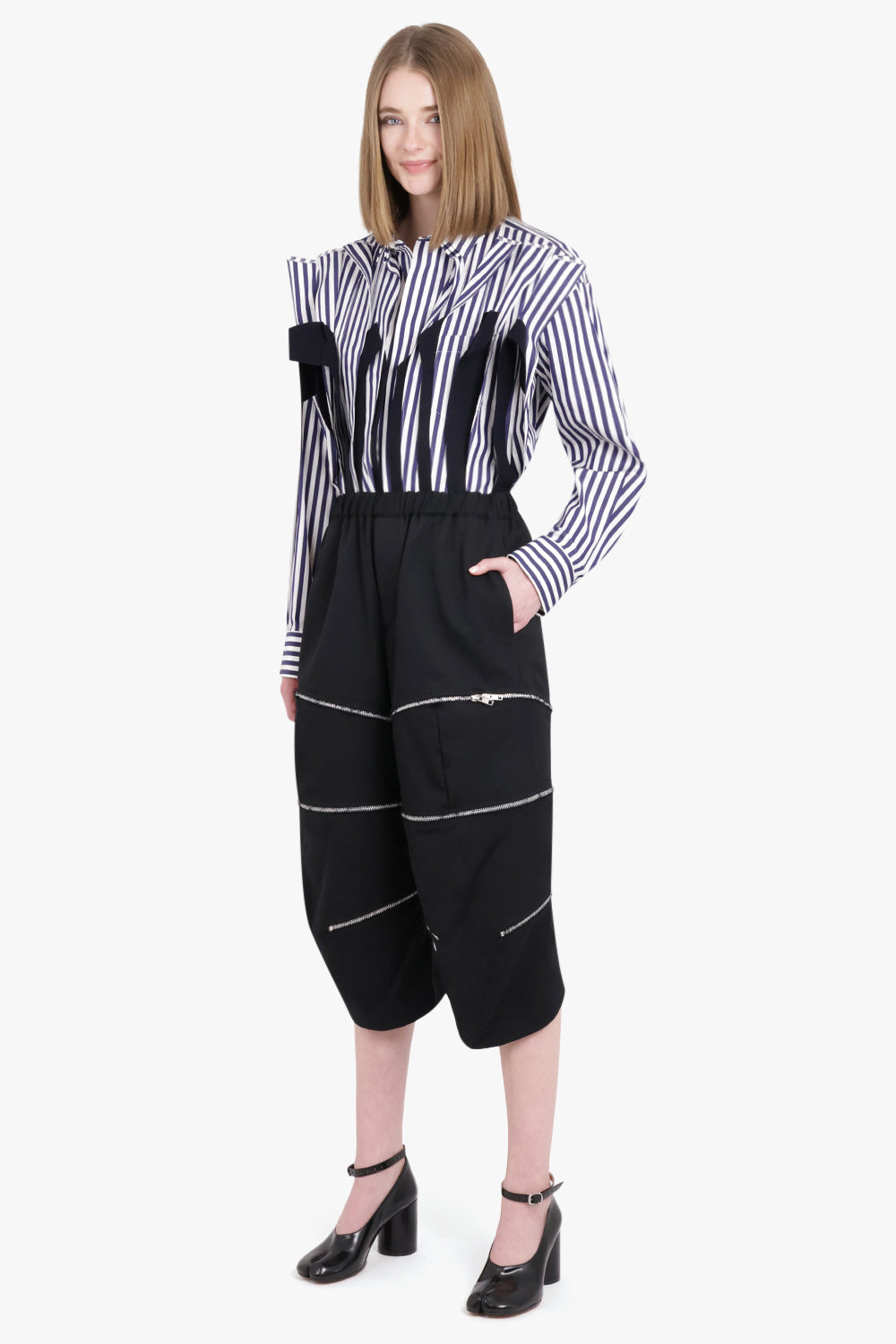 BLACK COMME DES GARÇONS RTW Zip Detail Cropped Pant | Black