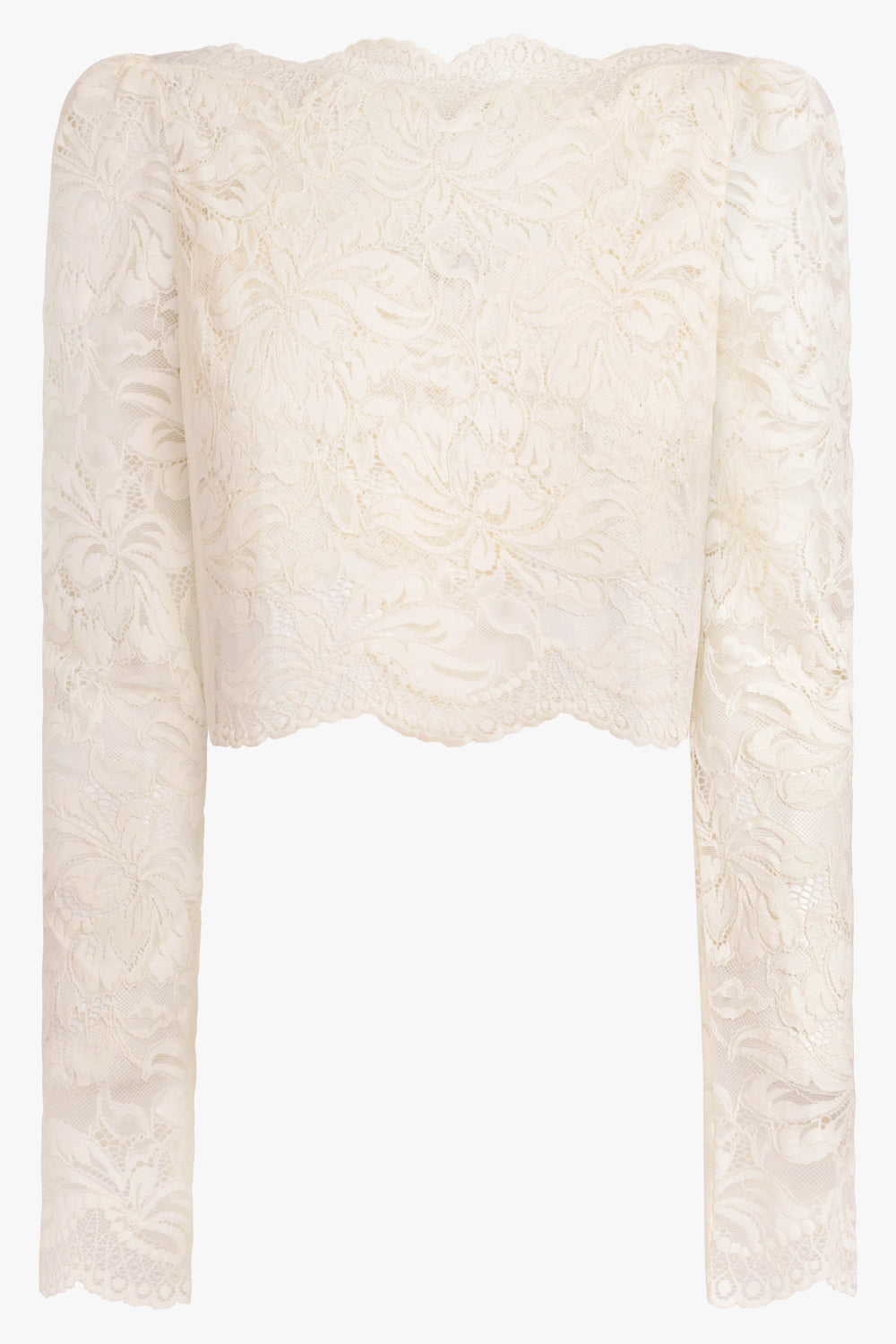 RABANNE RTW Cropped Lace L/S Top | Ivory