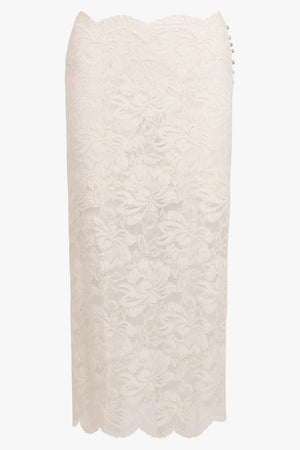 RABANNE RTW Lace Straight Midi Skirt | Ivory