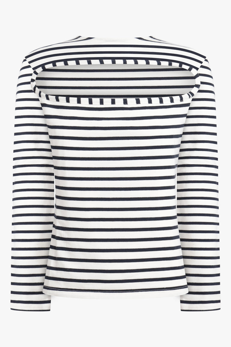 AWAKE MODE RTW Stripe Cutout Front L/S Top | Navy/White