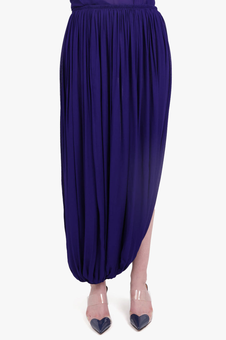 ALAIA RTW Asymmetric Drape Pleat Pant | Purple