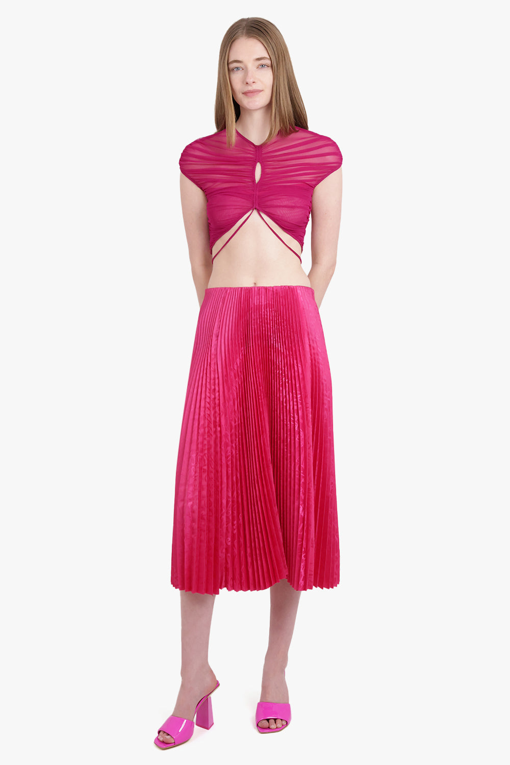 BALENCIAGA RTW PLEATED KICK SKIRT | FUSCHIA