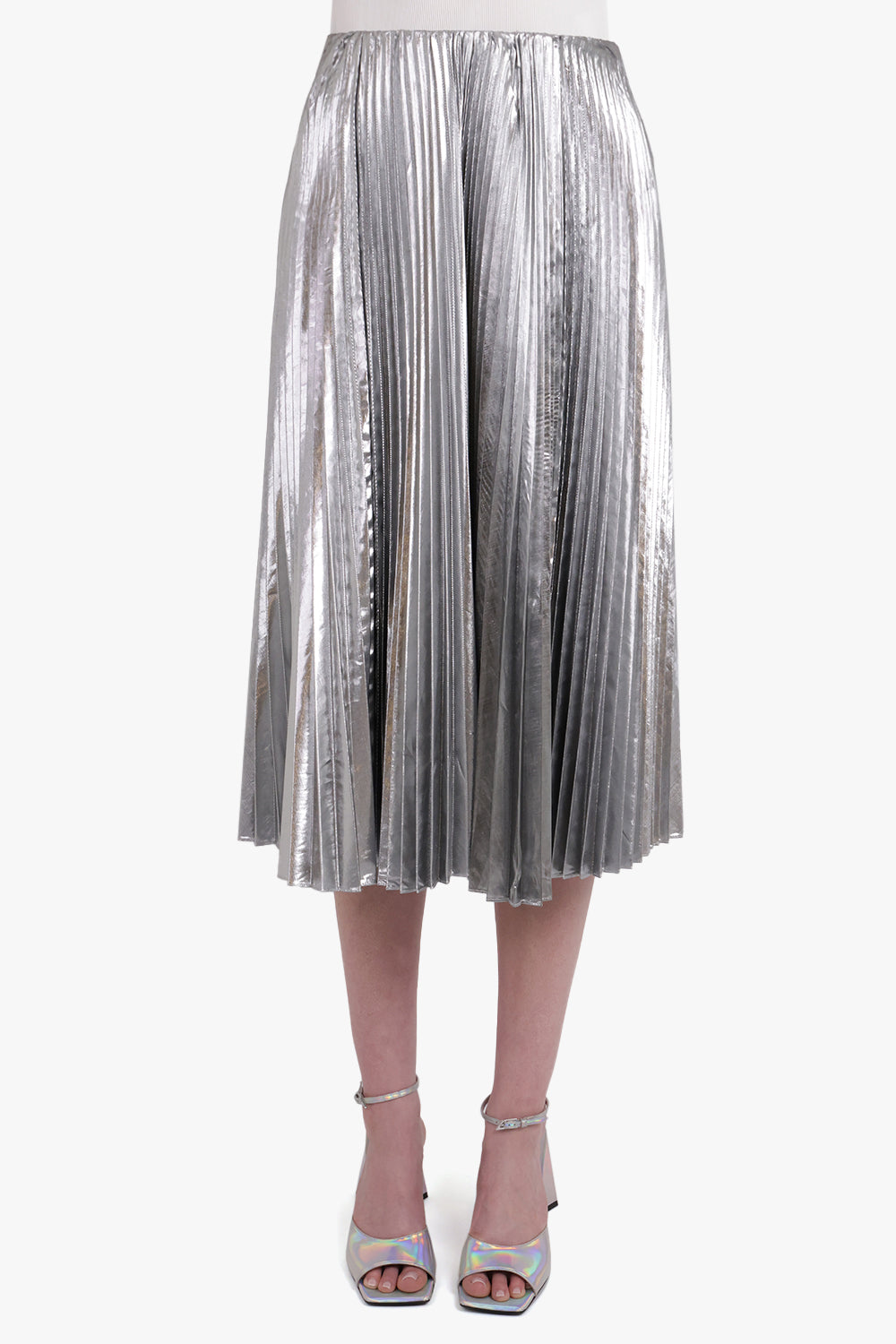 BALENCIAGA RTW PLEATED KICK SKIRT | SILVER